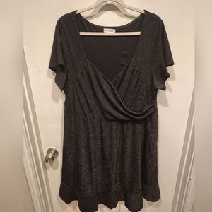 Pin Up Fashion Women's Black Sparkle Babydoll Cocktail Dress 20W Retro Cosplay